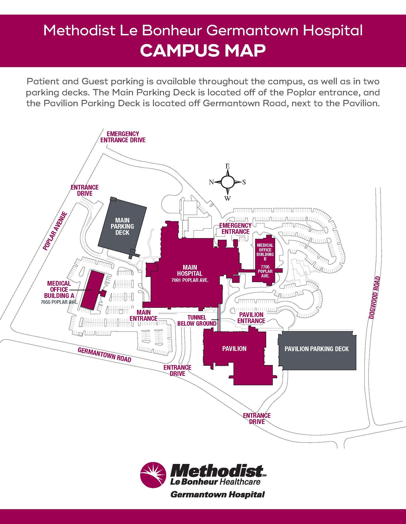Campus map of Methodist Le Bonheur Germantown Hospital